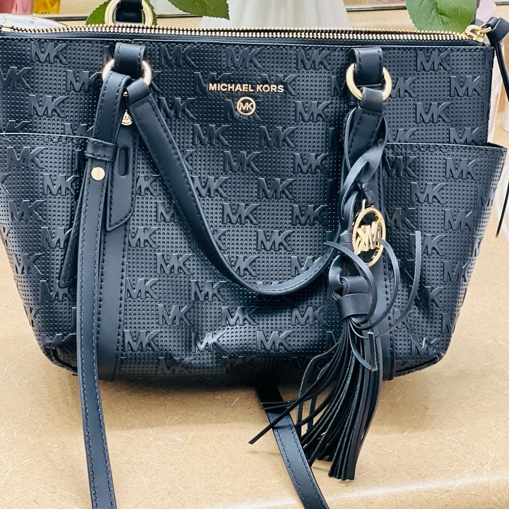 Michael Kors Black Embossed Shoulder Bag